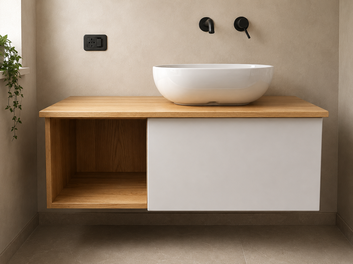 Mobile Bagno Sospeso in Legno.