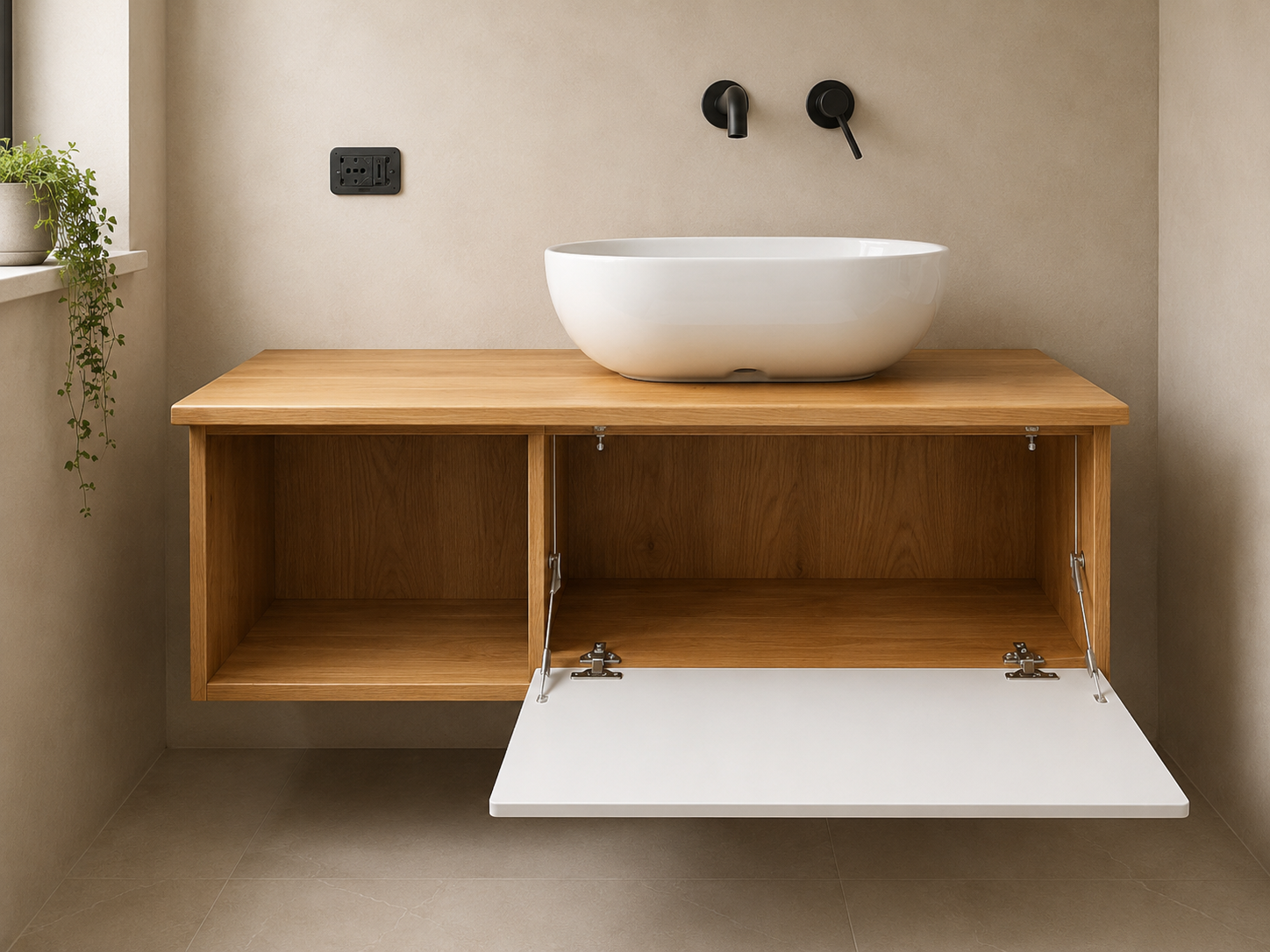 Mobile Bagno Sospeso in Legno.
