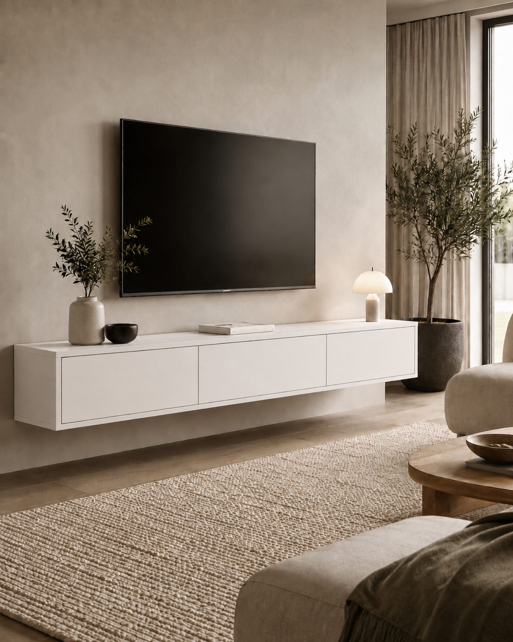 Porta TV sospeso dal design minimal